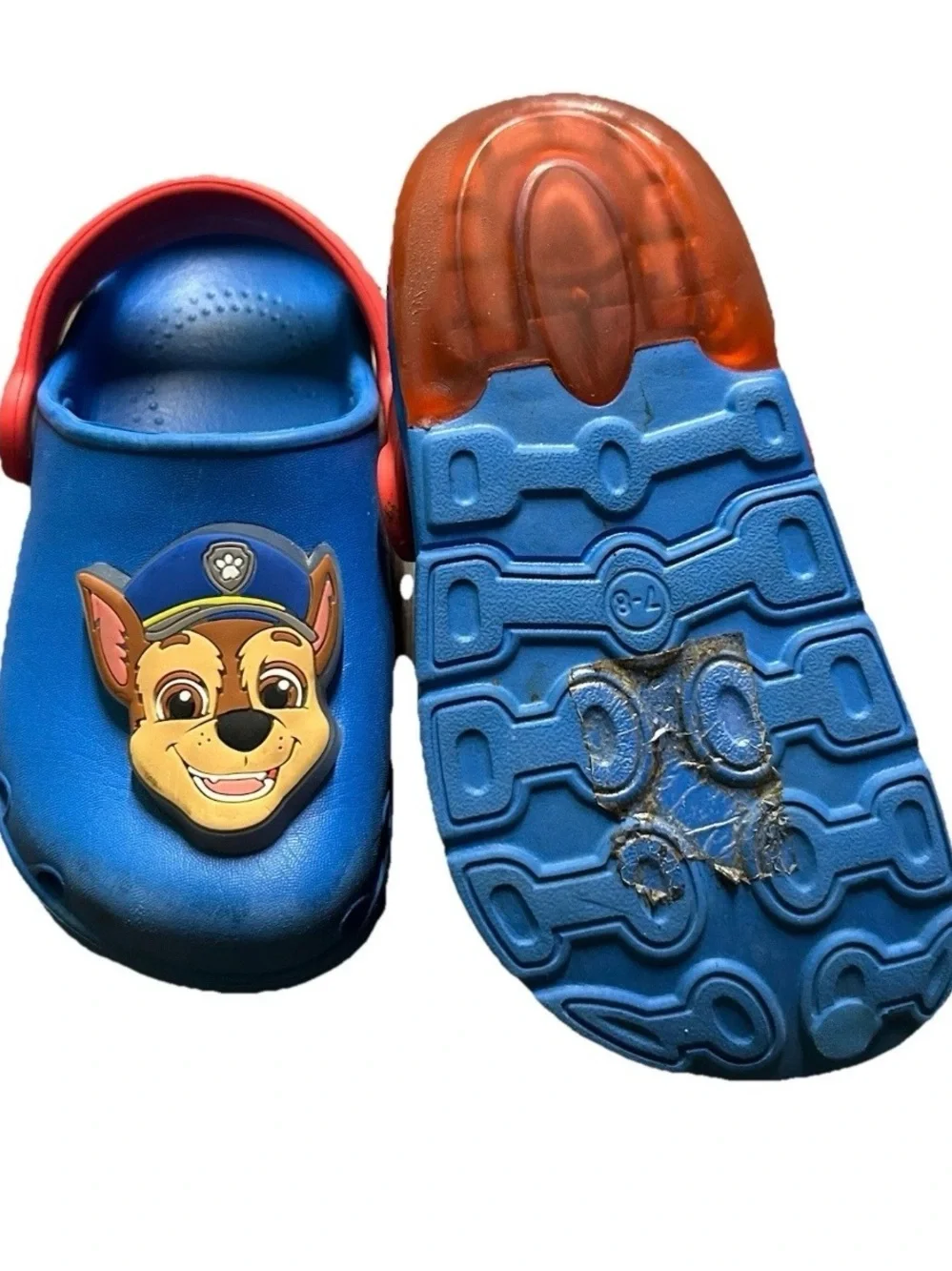 Toddler Boy Blue Slip On Paw Patrol Clogs Light Up Size 7/8
